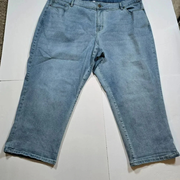 Lane Bryant Womens Plus Size 24 Mid- rise Boyfriend capri Blue Denim Jeans - Picture 4 of 11